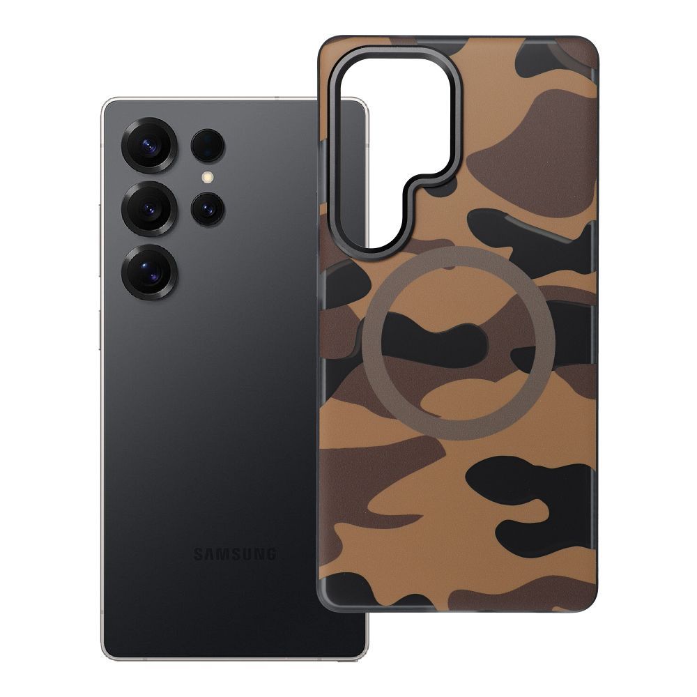 Case for Samsung S25 ULTRA Forcell F-Protect Levels Dual Layer 4D technology compatible with Magsafe Military Drop-Test desert camo