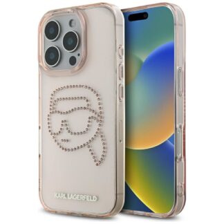 KARL LAGERFELD case for IPHONE 16 Pro KLHCP16LHKHDCELP (IML Rhinestones S K Head) pink
