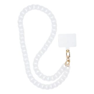 PANAMA LONG Phone lanyard, Phone pendant / cord length 80cm (40cm in the loop) / on neck - white