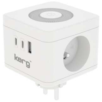 KERG Smart 2-socket power cube + USB-A + USB-C charger + LED lamp 16A/250V~ white