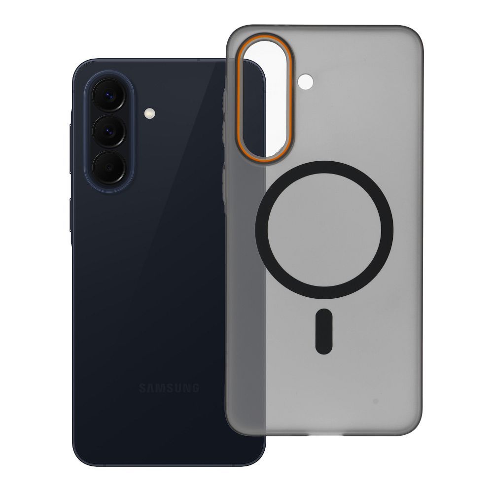 Case for Samsung A57 Go Orange compatible with MagSafe black
