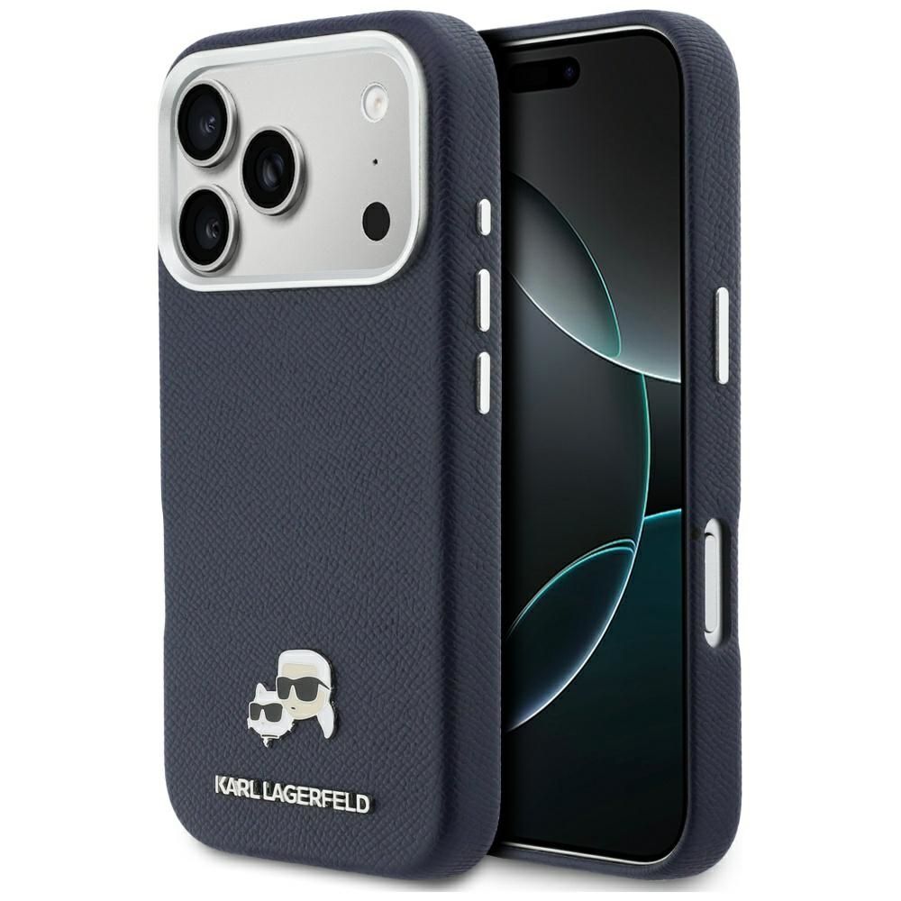 KARL LAGERFELD case for IPHONE 17 Pro compatible with MagSafe KLHMP17L6PFKCLB (PU FW W/ K&C Head Pin) blue