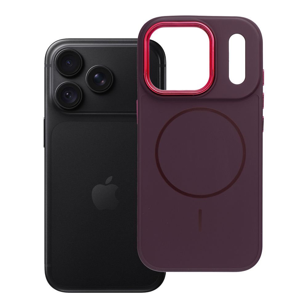 Case for iPhone 18 Pro / 17 Pro Frame Mag Cover compatible with MagSafe dark cherry