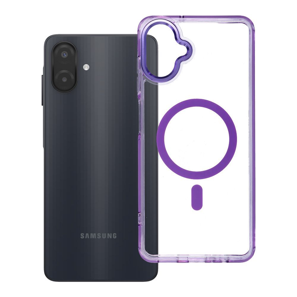 Case for Samsung A07 / A08 Frame Clear Hybrid Mag Cover compatible with MagSafe purple