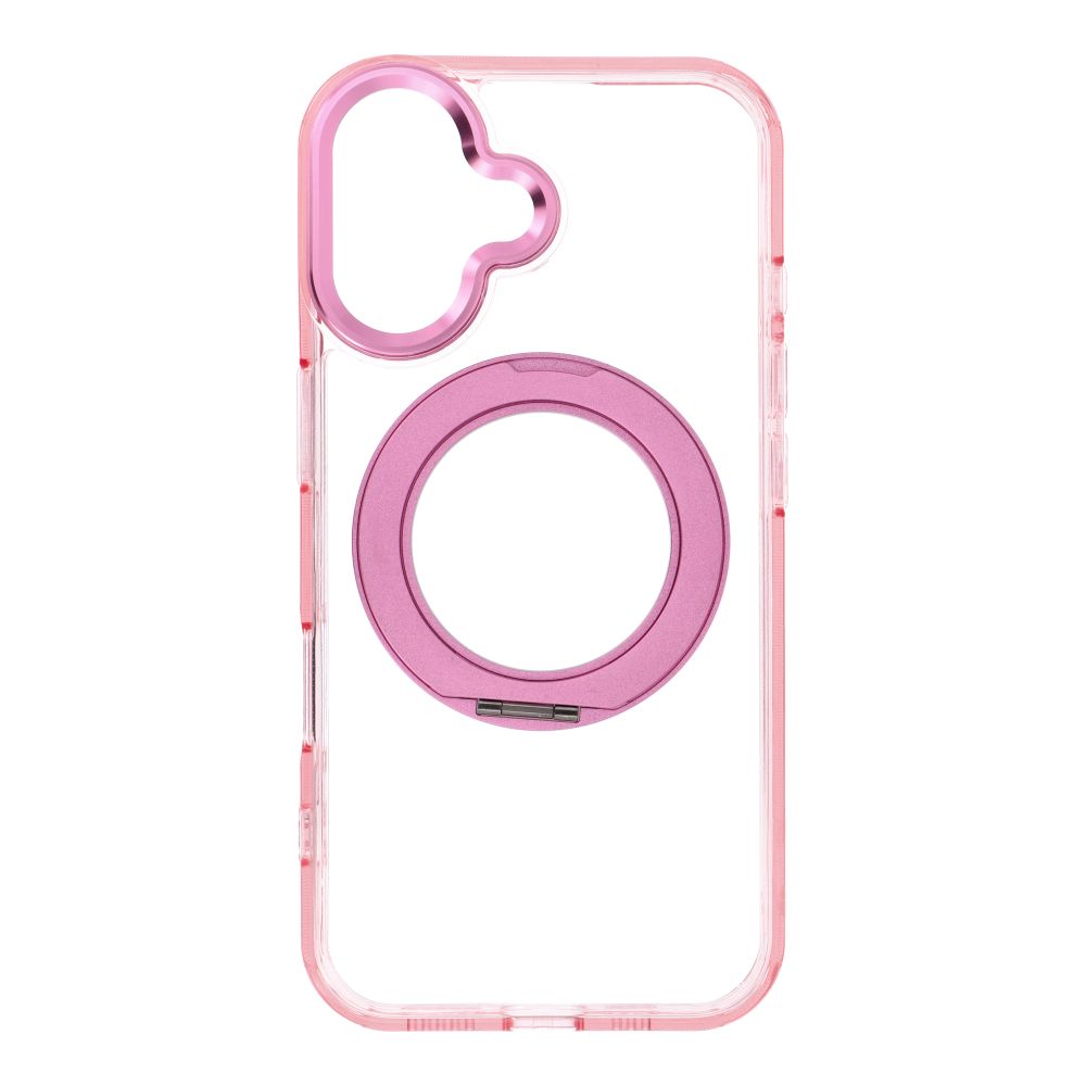 Case for iPhone 16 Frame Circle Stand compatible with MagSafe pink