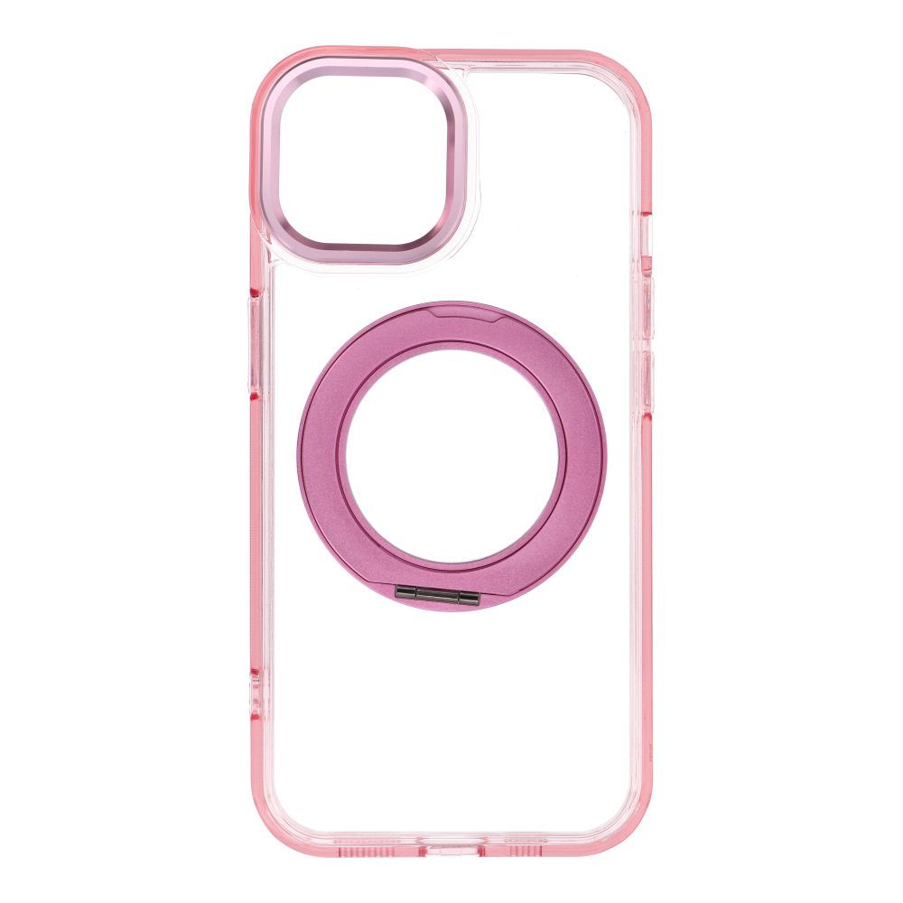 Case for iPhone 15 Frame Circle Stand compatible with MagSafe pink