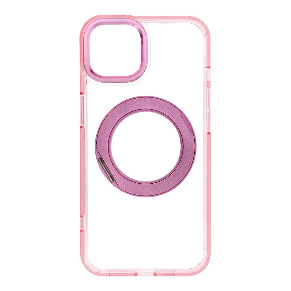Case for iPhone 14 Frame Circle Stand compatible with MagSafe pink