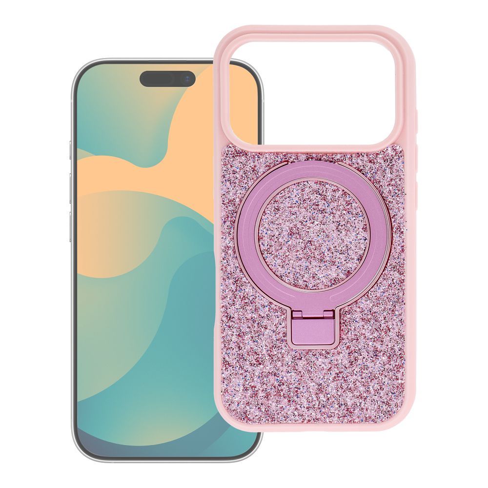 Case for iPhone 16 Pro Quartz Circle Stand Mag Cover pink