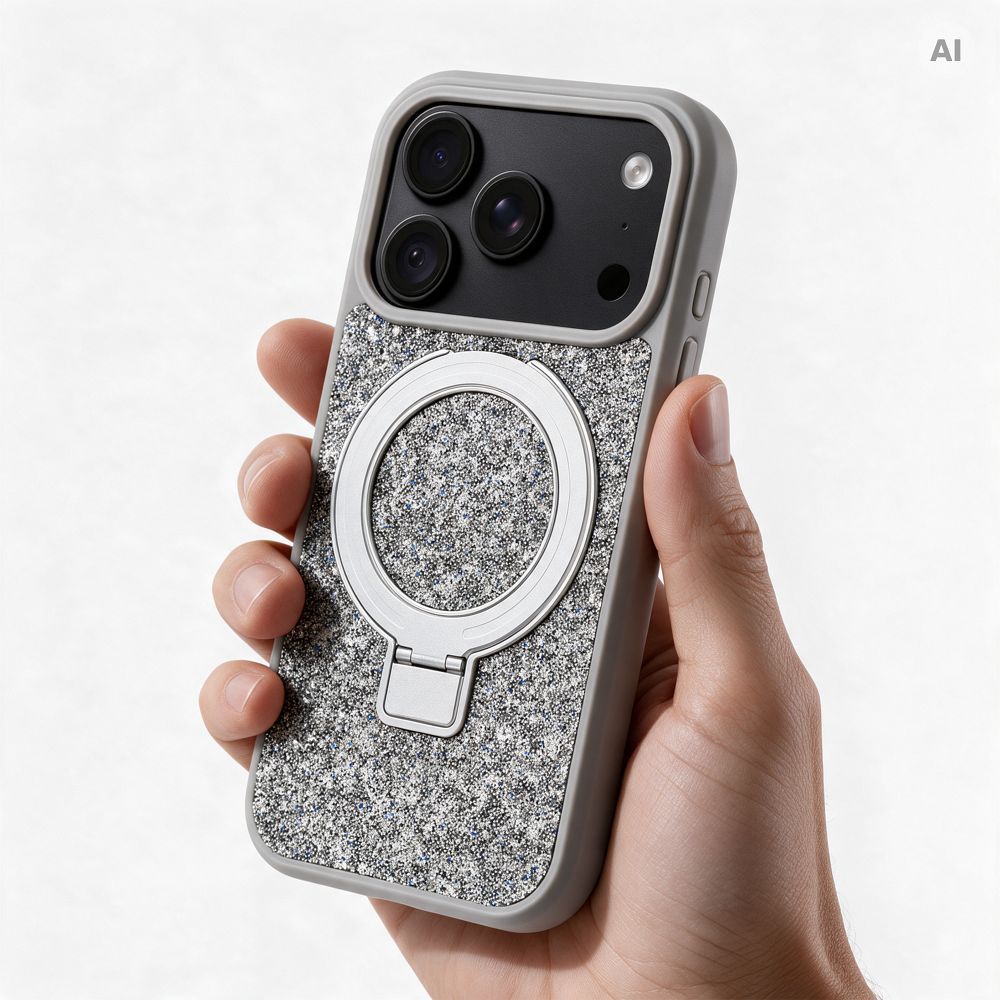 Case for iPhone 18 Pro / 17 Pro Quartz Circle Stand Mag Cover silver - Image 3