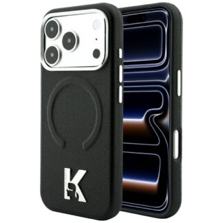 KARL LAGERFELD case for IPHONE 18 Pro Max/17 Pro Max compatible with MagSafe (Grained Embossed Ring & Kameo Logo) black