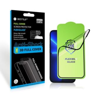 5D Full Glue Hybrid Glass for iPhone 13/13 PRO/14/16e / 17e (SE 4 2025) Bestsuit Flexible black