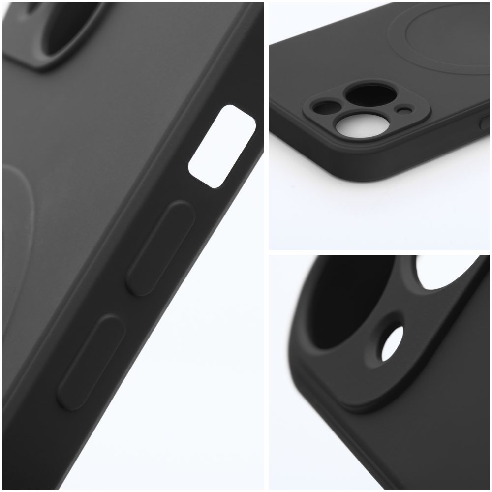 Case for iPhone 12 Silicone Mag Cover compatible with MagSafe (camera protection) black - Image 3