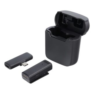 Wireless lavalier microphone Type C with charging case S11 black