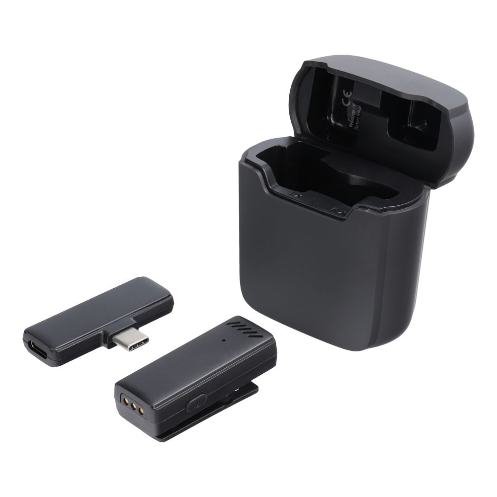Wireless lavalier microphone Type C with charging case S11 black