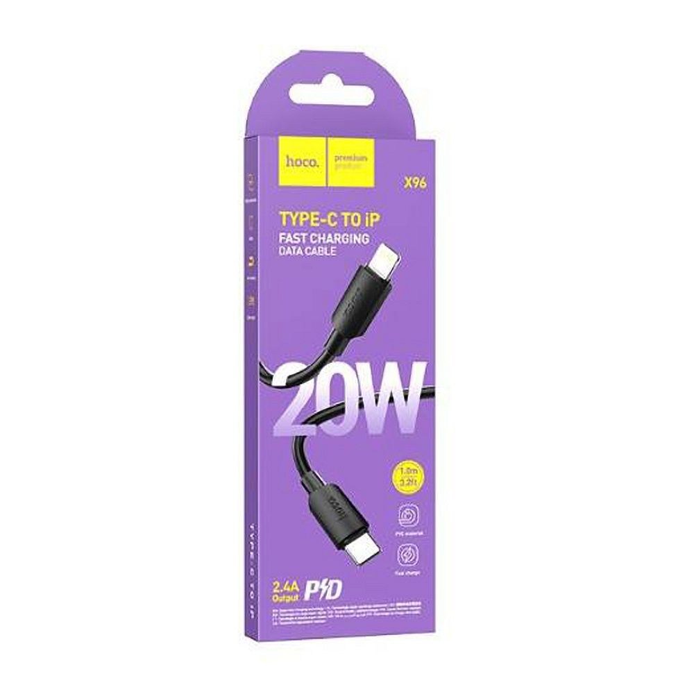 Cable USB C to Lightning Hoco PD 2,4A 20W 1 m X96 black - Image 3