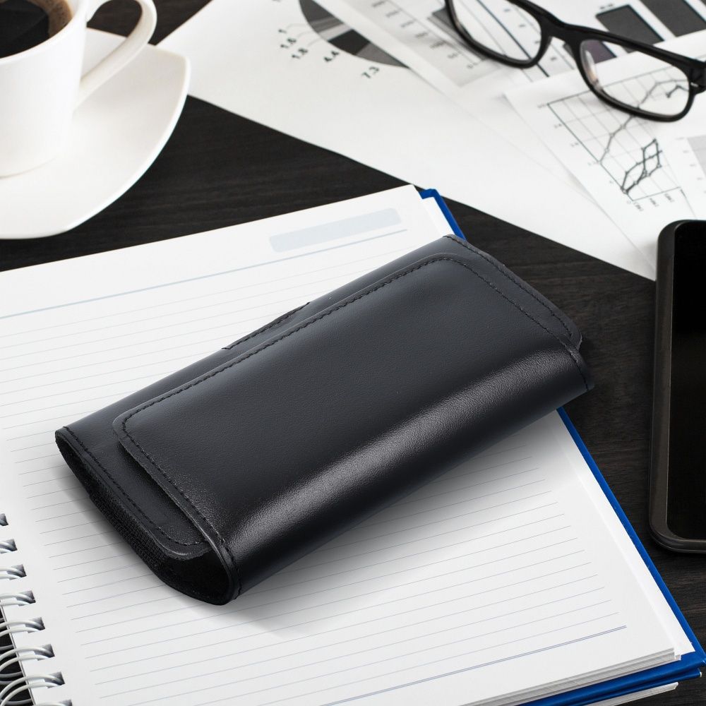 Horizontal Leather Belt Phone Pouch for Umidigi Bison 2 Pro / GT2 Pro 5G / X10 Pro / 202, Doogee S98 / S96 Pro / S88 Pro / S58 Pro 6 / S40 Pro, Hammer Blade 5G / Iron 3 / Blade 3, CAT S53, Royal, Size 3XL, Black - Image 2