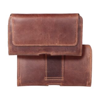 Horizontal Leather Belt Phone Pouch for iPhone 12 / 12 Pro / 13 / 13 Pro / 14 / 14 Pro, Samsung Galaxy S10 / S20 / S21 / A40, Huawei P8 Lite / P30 / P40 / P9 Lite, Royal Crazy Horse, Size L, Brown