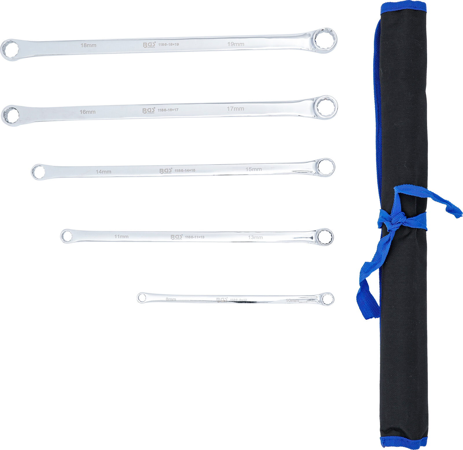 BGS technic Double Ring Spanner Set, extra long, 8 - 19 mm, 5 pcs. - Pilt 3