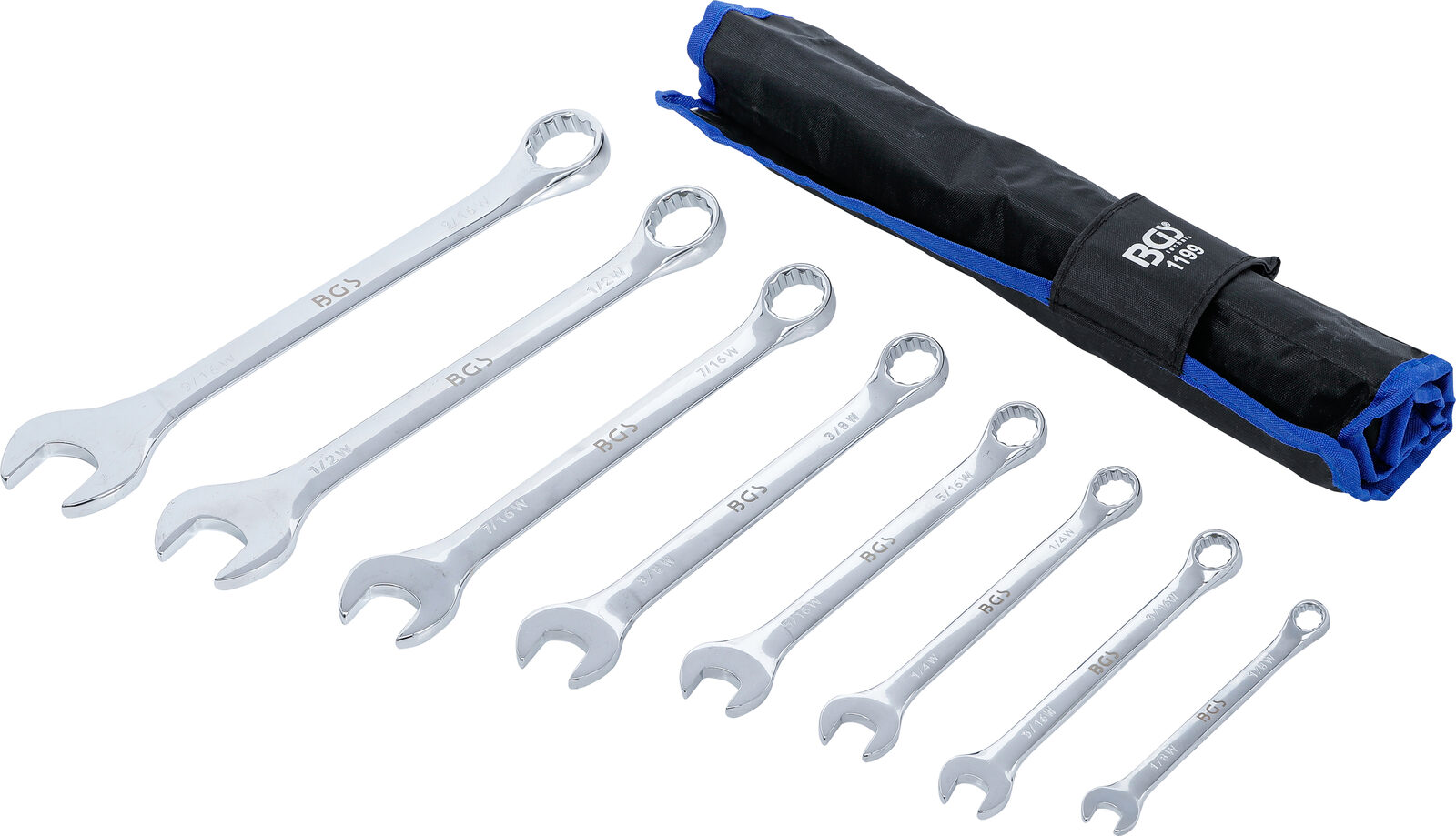 BGS technic Combination Spanner Set, Inch Sizes, 1/8" - 9/16" Withworth, 8 pcs. - Pilt 2