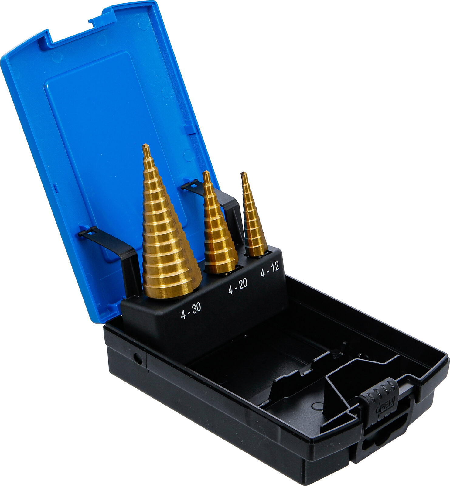 BGS technic Step Drill Set, titanium-nitrided, Ø 4 - 30 mm, 3 pcs. - Pilt 2