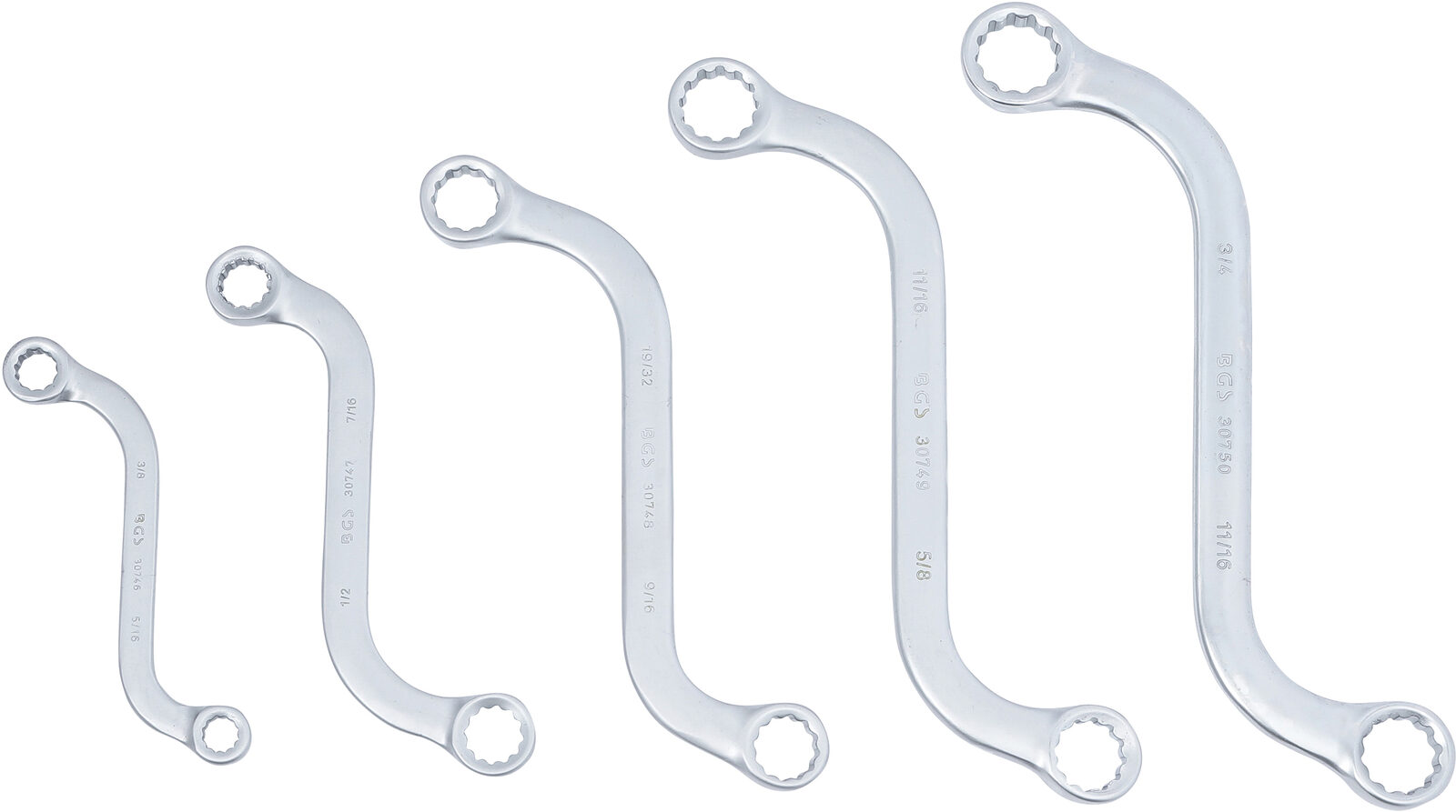BGS technic S-Type Double Ring Spanner Set, Inch Sizes, 3/8" - 3/4", 5 pcs. - Image 3