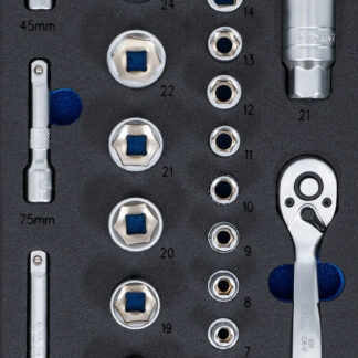 BGS technic Tool Tray 1/3: Socket Set, 10 mm (3/8 "), 26 pcs.