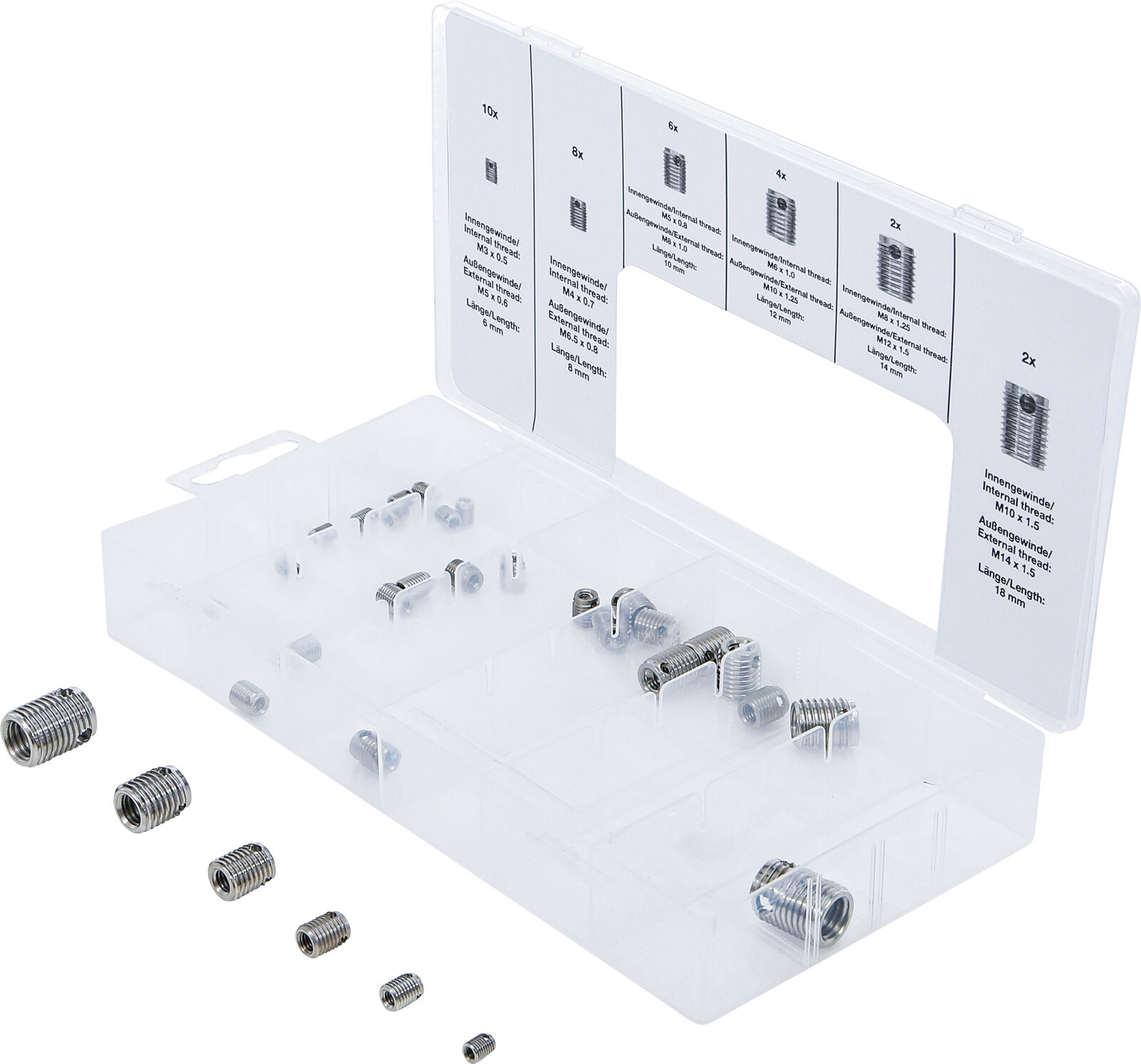 BGS technic Thread Insert Assortment, self-tapping, 32-pcs.