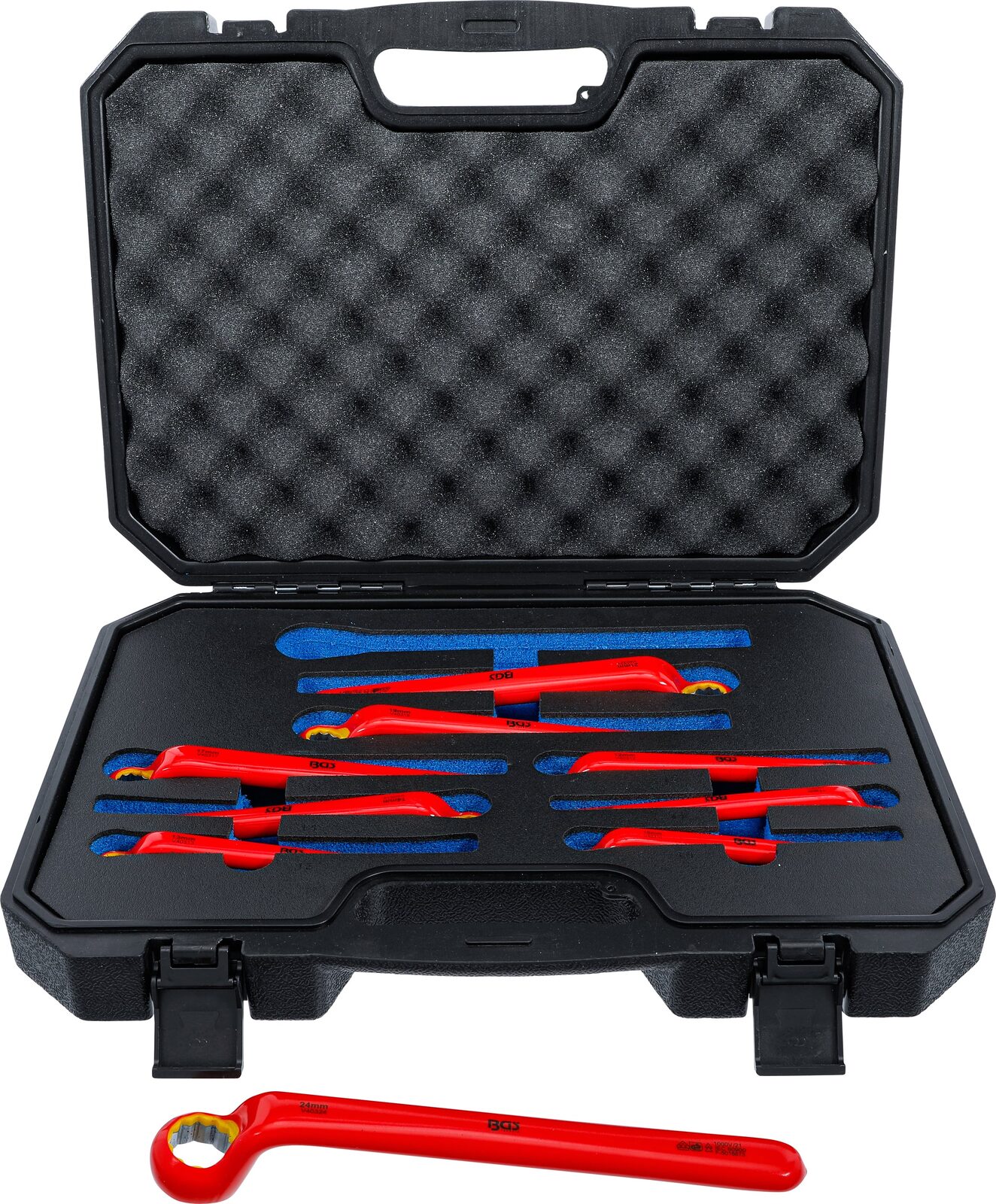 BGS technic VDE Single End Ring Spanner Set, deep offset ends, 10 - 24 mm, 9 pcs.