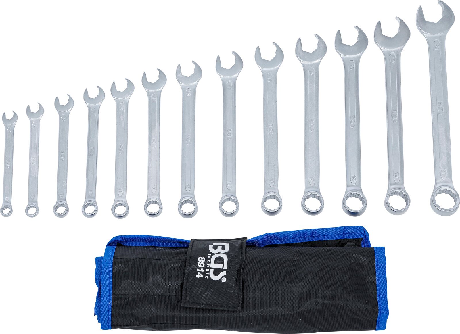 BGS technic Combination Spanner Set, Open End with Ratchet Function, 8 - 21 mm, 13 pcs. - Pilt 3