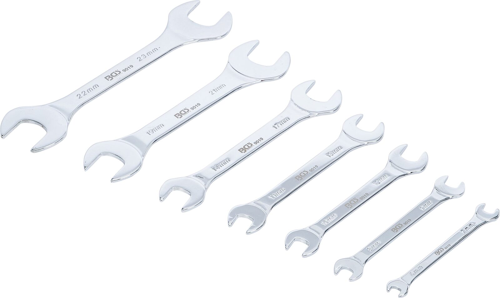 BGS technic Double Open End Spanner Set, extra flat, 6 - 23 mm, 7 pcs.