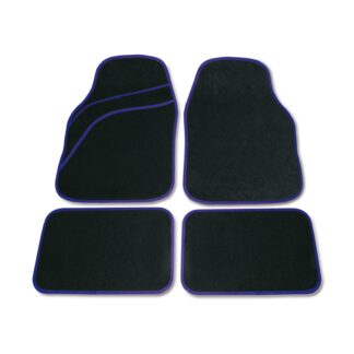 Bottari Wave Trim Universal 4-Piece Carpet Floor Mat Set Blue