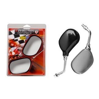 R.Evolution Motorbike Pair of Vision Plus Universal Mirrors Black