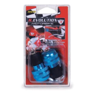 R.Evolution Motorbike Pair of "Zenith" Handlebar End Weights Blue