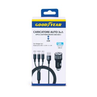 Good Year Goodyear 3-in-1 Phone Charger, Dual USB, 120 cm