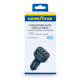 Good Year Goodyear 3-Port Phone Charger: 2 x USB + 1 x Usb-c