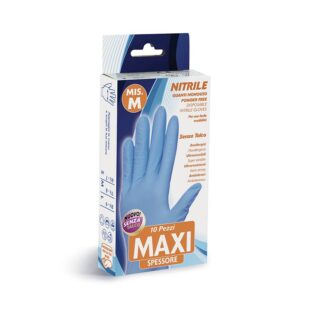Bottari Box of 10 Extra-Thick Disposable Nitrile Gloves M