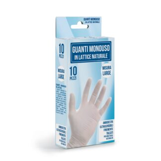 Bottari Box of 10 Powdered Disposable Latex Gloves L