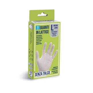 Bottari Box of 10 Powder-Free Disposable Latex Gloves Size L