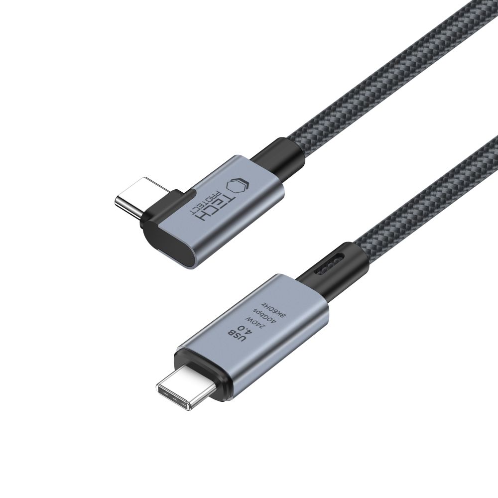 Tech-Protect UltraBoost Max L USB-C 4.0 (straight) / USB-C 4.0 (angled) PD 240W 8K 40Gbps 1.5m Cable - Gray - Image 3