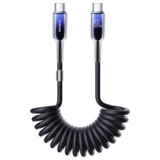 Joyroom S-A43 Crystal-Clear Series 60W USB-C - USB-C spiral cable 1.5m - black