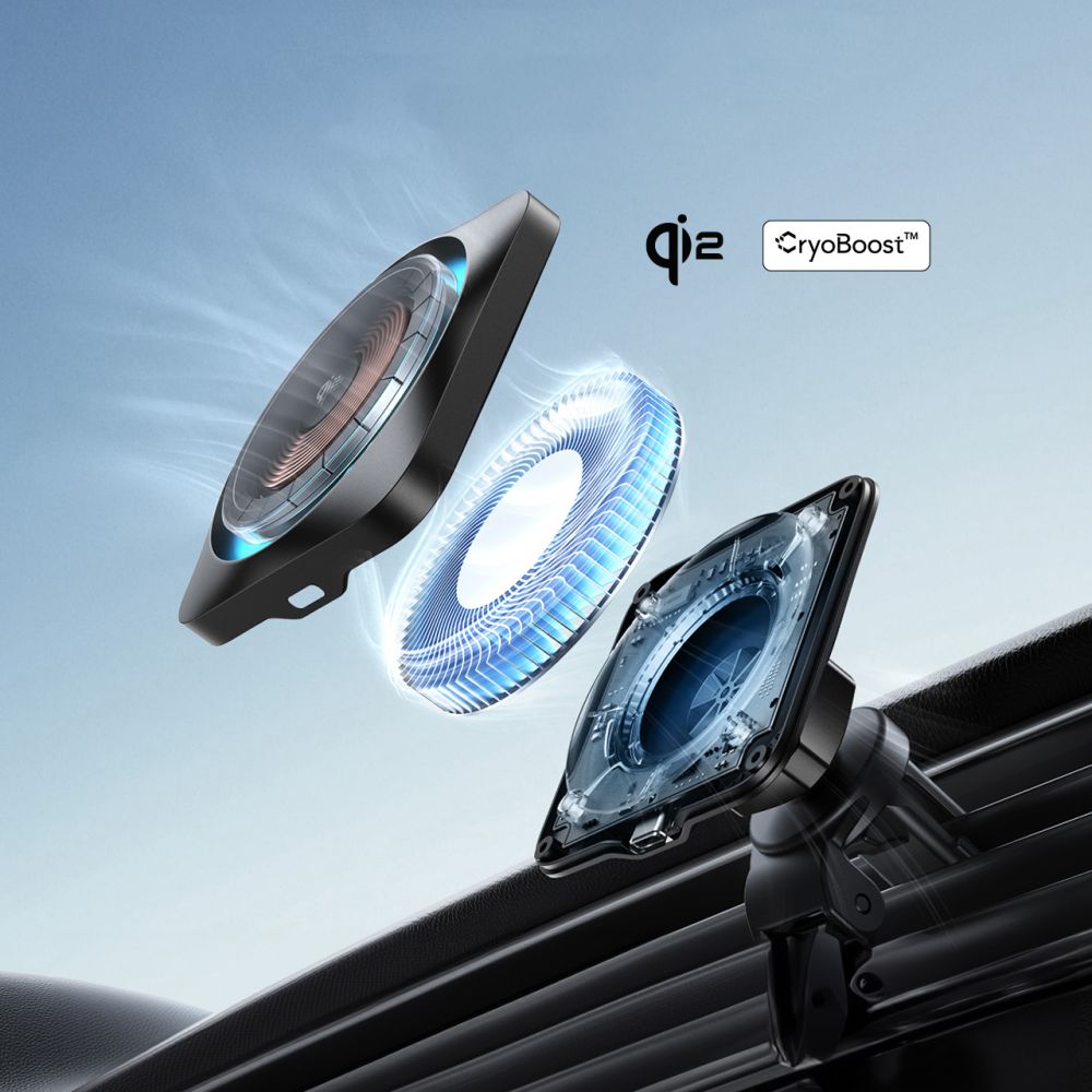 ESR Halolock CryoBoost MagSafe Inductive Charger Holder for Dashboard and Air Vent with Qi 2 15W - Black - Image 3