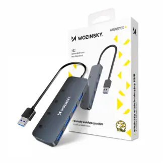 Wozinsky WHS080YSS 4x USB-A 3.0 Hub with Individual Switches, Aluminum, with 15 cm USB-A Cable - Gray