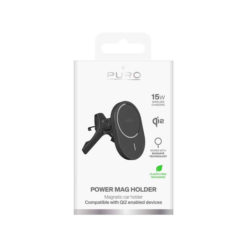 Puro Car Holder with Qi2 Charger, MagSafe Compatible - Black - Image 3