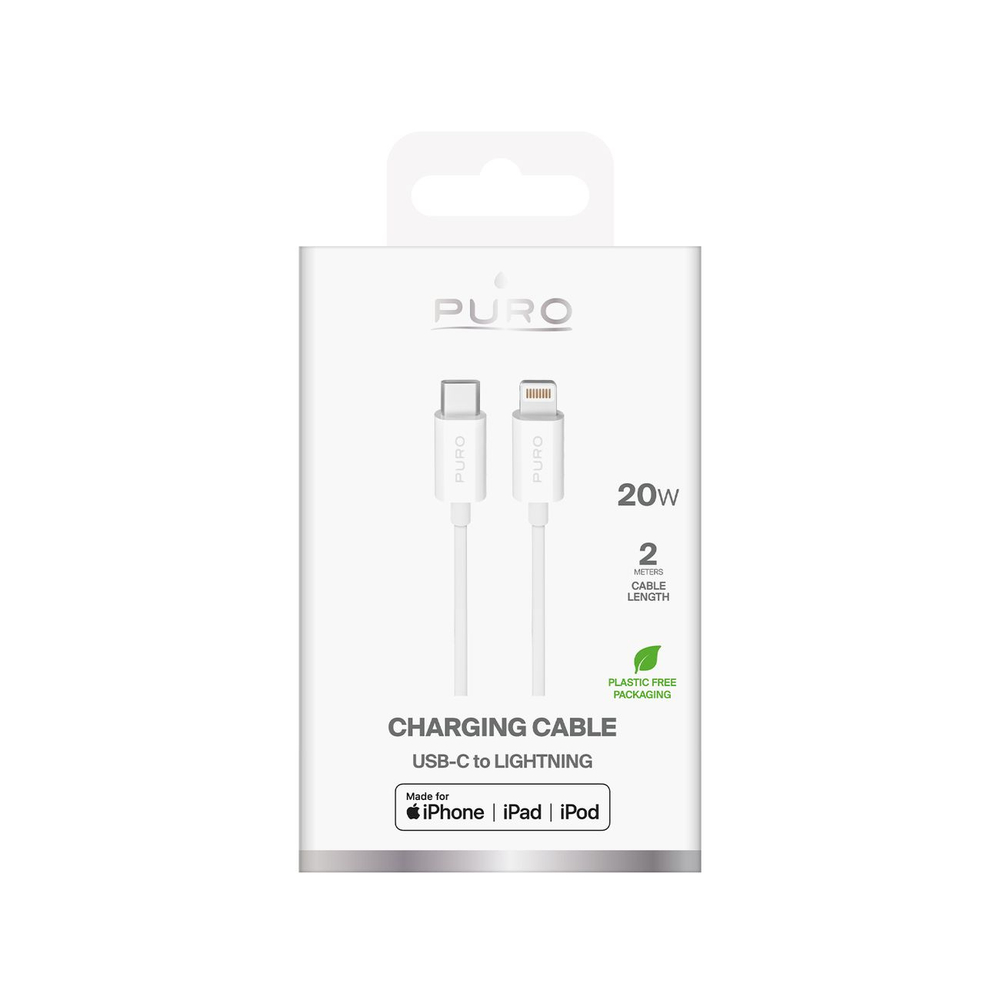 Puro TPE 20W USB-C - Lightning Cable 2m - White - Image 2