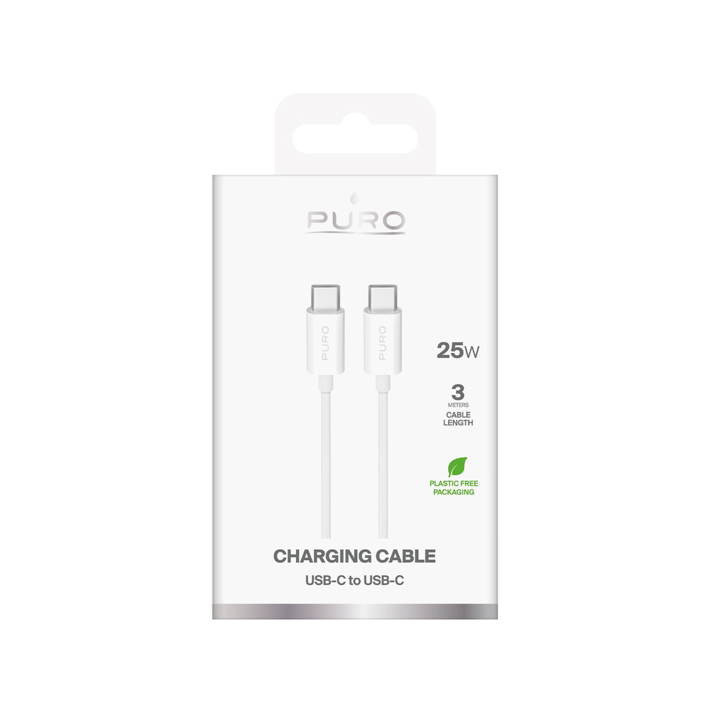 Puro TPE 25W USB-C - USB-C 3m Cable - White - Image 2