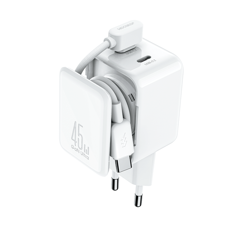 Joyroom JR-TCL05 45W GaN Wall Charger with Cable Organizer - White
