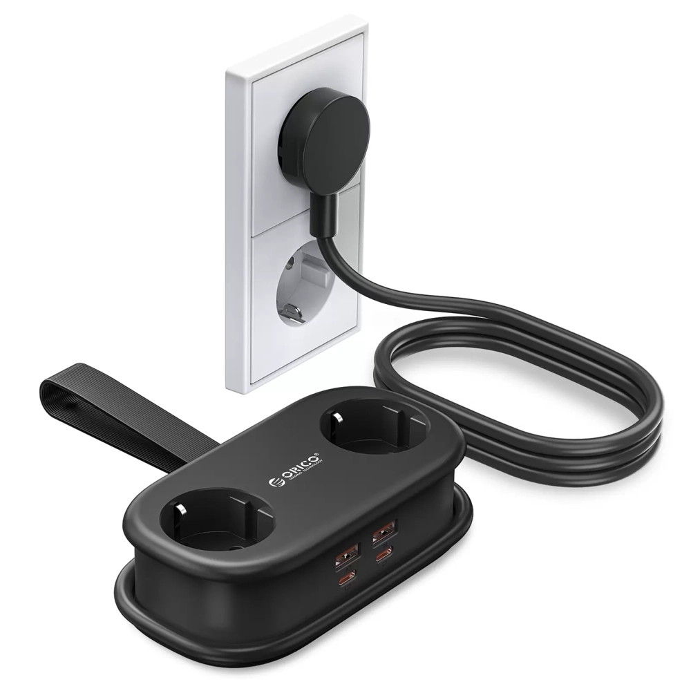 Orico AP3 65W GaN 6in1 Power Strip 2x AC + 2x USB-A + 2x USB-C - Black - Image 2