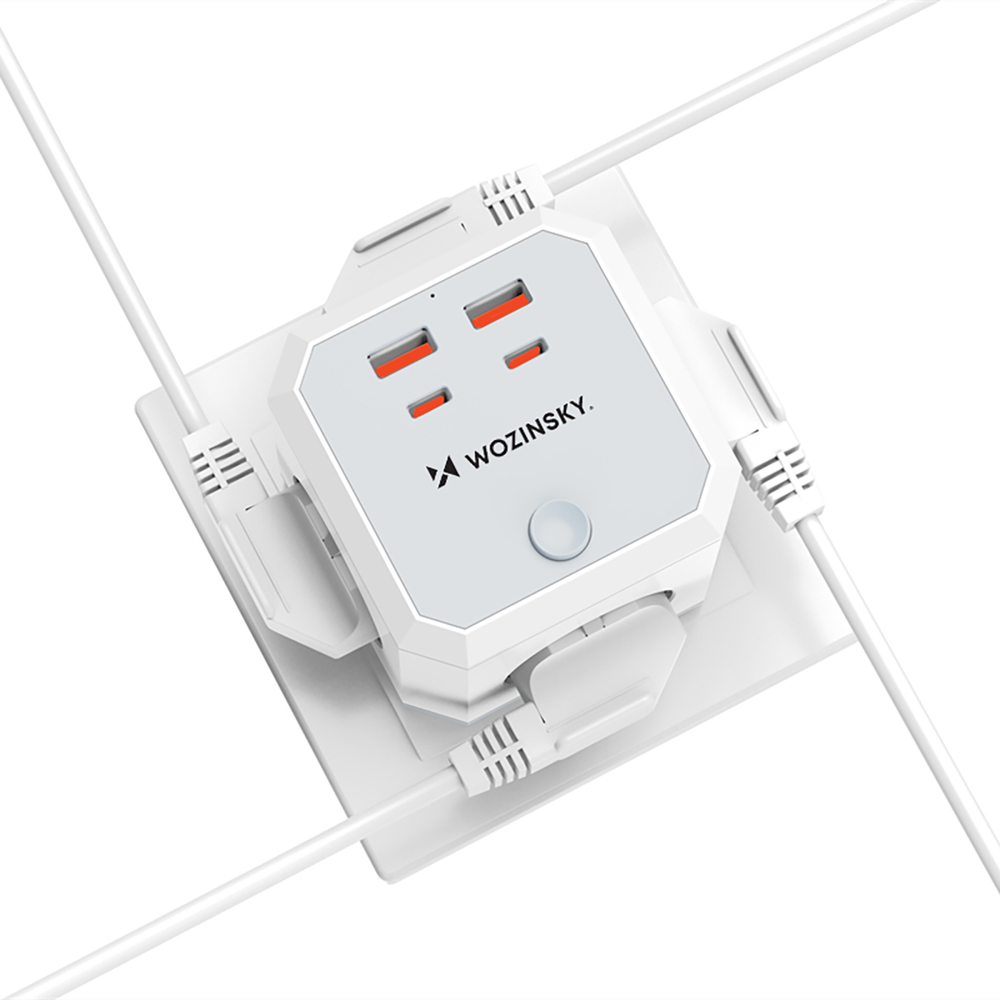 Wozinsky WKZ-4B Power Cube 4x AC 2x USB-A 2x USB-C PD 20 W 4000 W - White - Image 3