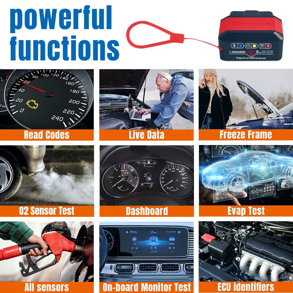 KONNWEI KW905 ELM327 Bluetooth Car obd2 scanner For Android And iOS - Pilt 2
