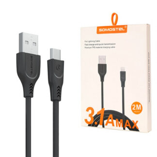 Somostel USB Cable - Type-C 3.1A 30W 2 m Quick Charge QC3.0 Black SMS-BT02